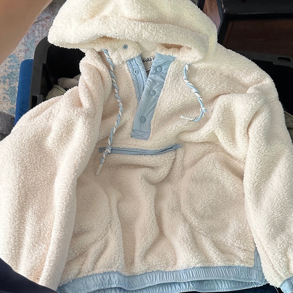 ARULA Cream and Blue Hooded pullover